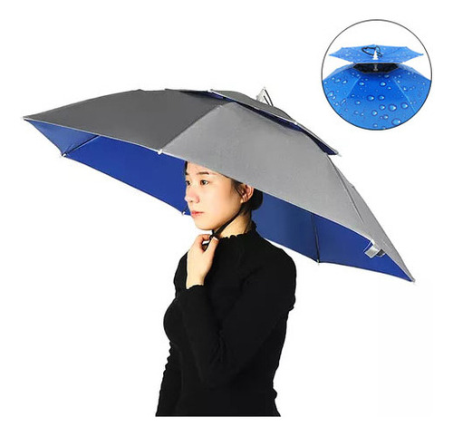 Sombrero De Lluvia Con Paraguas For Protección De Senderos
