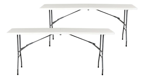 Paquete De 2 Mesas Plegables Portafolio De Plástico 1.80 Blanco
