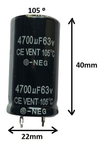 Imagem 2 de 6 de Capacitor Eletrolítico Snap 4700uf 63v 105º