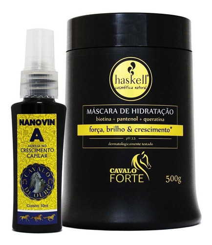 Kit Máscara Hidratação Cavalo Forte 500g Haskell + Nanovin A