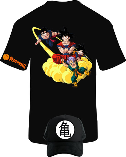 Camiseta Manga Corta Goku Nube Dragon Ball Obsequio Gorra 