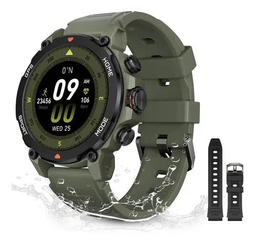 Relógio Smartwatch Aurafit G6 Com 5atm E Gps Verde Militar Verde Militar Sport Verde Militar/preto