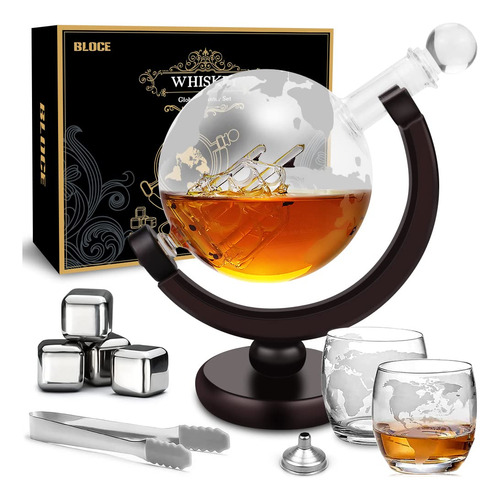 Bloce Juego De Decantadores De Whisky Para Hombres Con Gafas