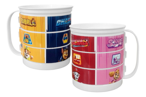 Kit 2 Xícara Plástica Infantil Caneca Patrulha Canina