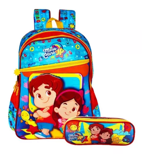 comprar Mochila Escolar Com Estojo Maria Clara & Jp Youtubers Clio Cor Vermelho Desenho Do Tecido Maria Clara & Jp