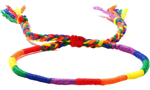 Nanafast Pulsera Tejida A Mano Del Orgullo Lgbt Del Arco Iri