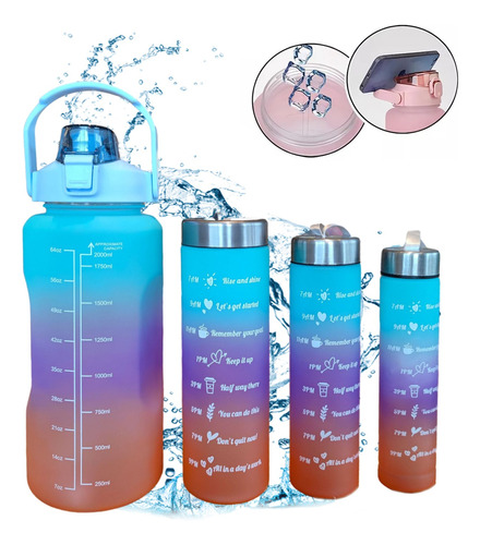 Botella De Agua Gran Capacidad Botella Deportiva 4pcs