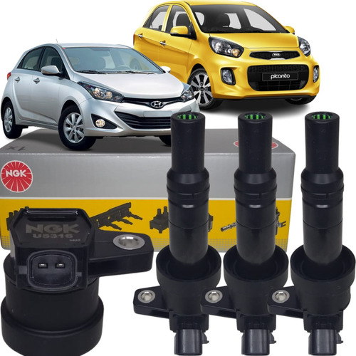 Kit 3 Bobinas Injeção Hb20 Hb20s Picanto 1.0 12v 2011 A 2015