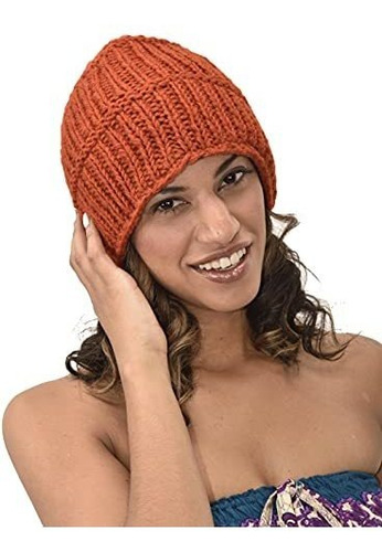 Sombrero Gorro Boina Muje Tejido A Mano 100% Lana Merino Sno