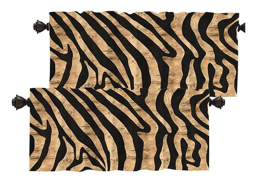 Batmerry Rose Gold Africa Zebra Striped Valance Curtains, Bl