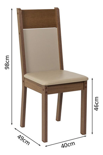 Kit 6 Cadeiras de Jantar Estofada 4280 Madesa Estrutura da cadeira Marrom Assento Creme XM42805Z6X