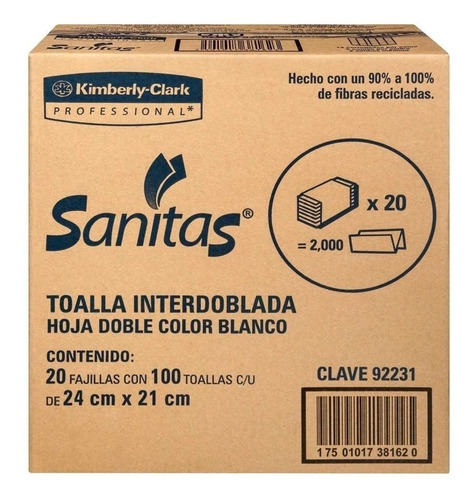 2 Cajas De Sanitas Kimberly Clark Toalla Interdoblada !