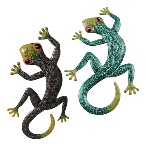 2pcs Vivid Gecko Wall Escultura Estatuas Sala De Estar Al