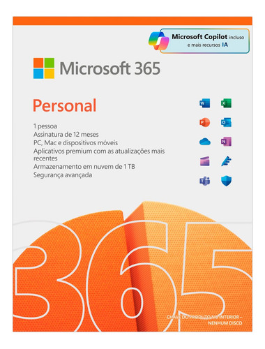 Microsoft Office 365 Personal Mac / Pc (box) Licença Anual