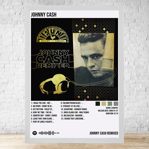 Cuadro Johnny Cash Johnny Cash Remixed 30x40 Cm C923 Blanco Clasico