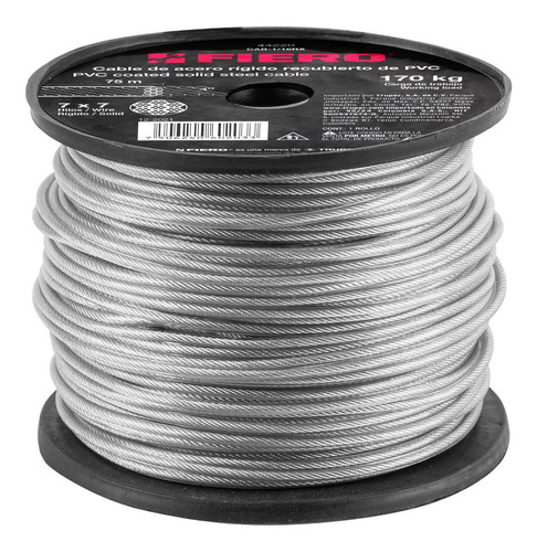 Cable De Acero Recubierto De Pvc 7 X 7 Hilos 75m Fiero 44220