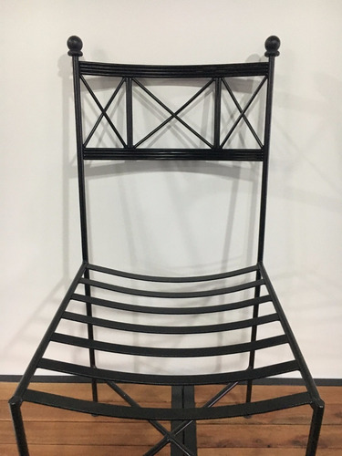 Imagen 5 de 9 de Silla De Hierro Forjado X2 Unidades Pata Recta Epoxi Negro