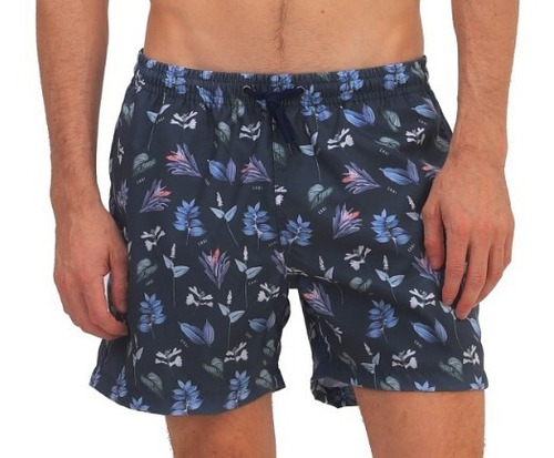 Traje De Baño Hombre Short Malla Estampado Floreado Flores