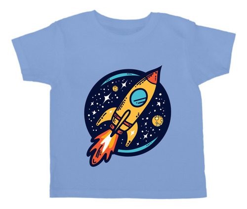 Playera Con Cohete Viajando Por El Espacio