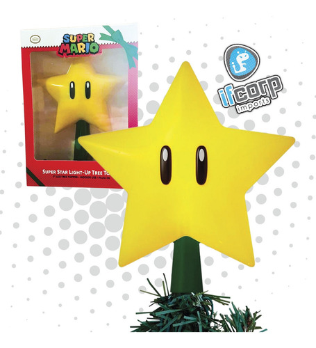 Estrella Super Mario Bros Led Star Tree Topper Navidad Arbol