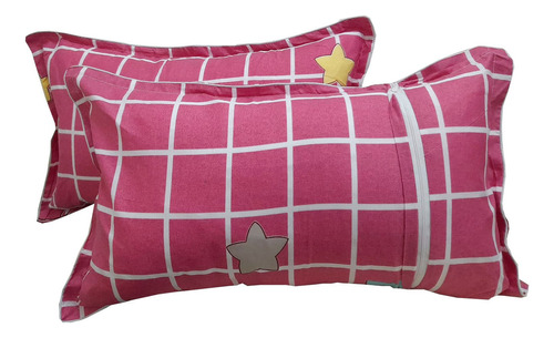 Almohada Y Funda Con Cierre Color Rosado Con Estrellas