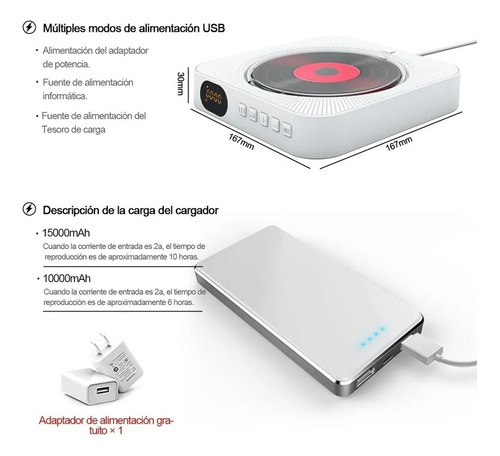 Reproductor De Música Portátil Reproductor De Cd Bluetooth R