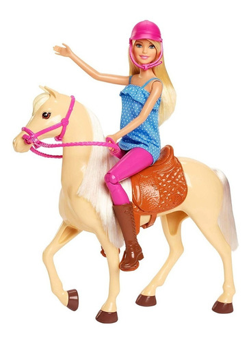 Muñeca Barbie rubia y caballo poni Fazenda Cavalgar 2019