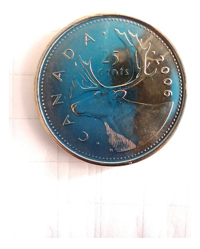 Moneda Canadiense 25 Centavos, Elizabeth Ii, Año 2006