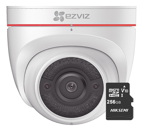 Ezviz Kit Cámara Domo IP C4W-PLUS-256 2 MP Almacenamiento 256 GB Micro SD WiFi / Audio 2 vías / Alerta Sirena y Estrobo C4W / Notificación Push / Visión Nocturna IR 30 / Video Vigilancia 24/7
