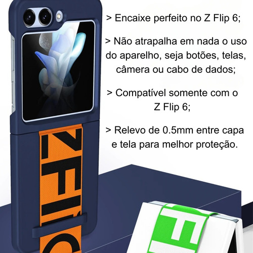 Capa Capinha Para Samsung Galaxy Z Flip 6 5g C/ Suporte Fita