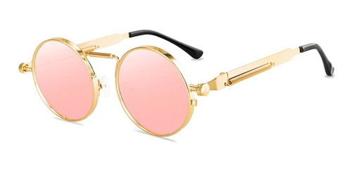 Óculos de sol Bulier Modas Chicago armação dourado y lente rosa