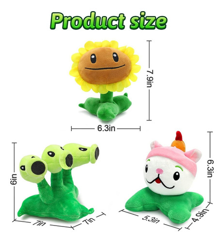 3 Piezas Plants Vs. Zombies,pvz Peluche Regalos