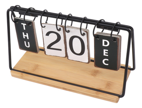 Calendario De Escritorio Con Tapa De Madera Y Metal