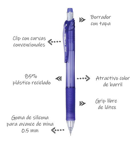 Dúo Bolígrafo 0.7 Y Portaminas 0.5mm Pentel Energelx Blpl105 Color de la tinta Azul