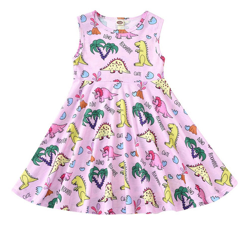 Vestido Para Bebé Niña, Verano, Bosque De Dinosaurios, Estam