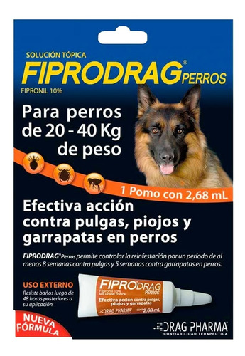 Fiprodrag Pipeta Antigarrapatas Perro 2.68 Ml, 20-40 Kg Tm