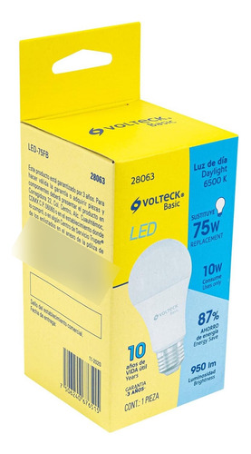 Lámpara De Led Tipo Bulbo A19 10 W, Luz De Día, Caja, Basic