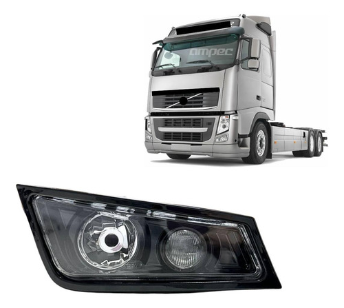 Farol Auxiliar Compatível Volvo Fh13 Máscara Negra Black Ld