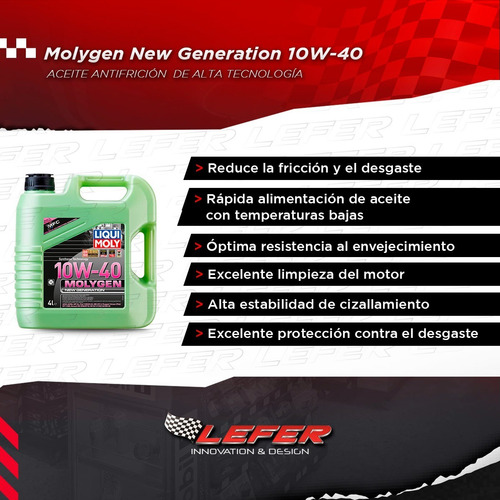 Imagen 2 de 10 de Aceite Molygen New Generation 10w- 40 4lt Liqui Moly