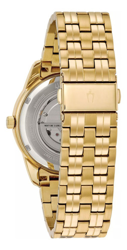 Reloj Pulsera Bulova 97a130 Con Correa De Acero Inoxidable Color Dorado - Fondo Blanco
