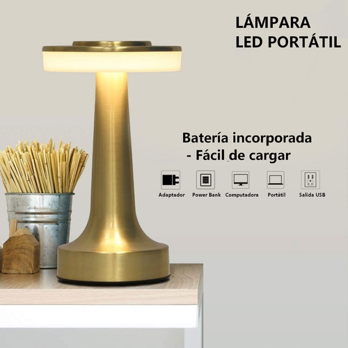 Lámpara De Mesa Led Recargable - Inalámbrica Y Usb