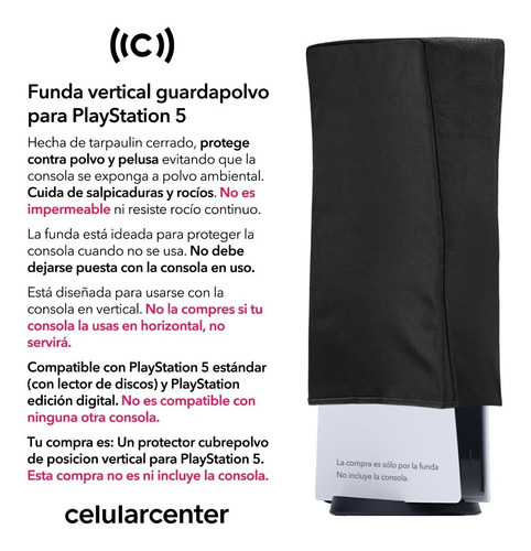 Funda Protección Cubre Polvo Para Ps5 Playstation 5 Vertical