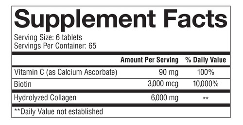 Imagen 2 de 2 de Colageno + Biotin 6000mg 390 Tab Youtheory