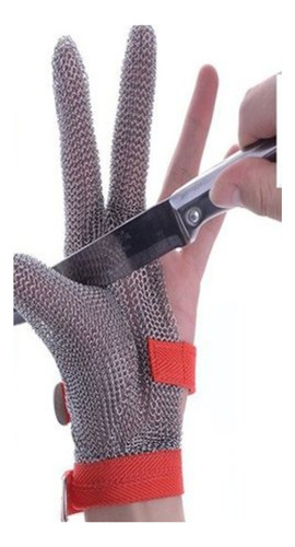 Guante Metálico De Corte 3 Dedos, Inoxidable De Malla Metal