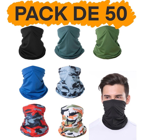 Pack 50 Pzs Pañuelo Bandana Mascara Cacería Moto Cubrebocas