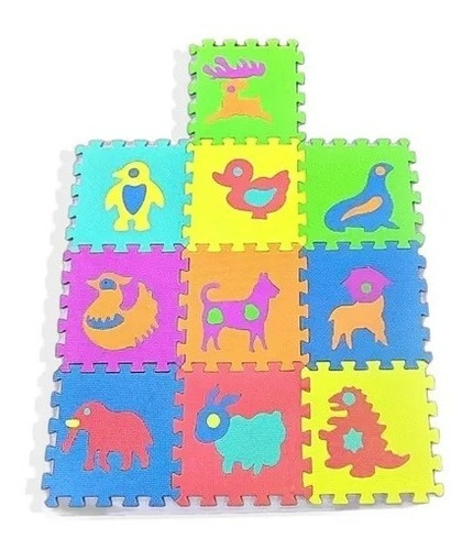 X10 Piso Goma Eva Puzzle Alfombra Colores 29x29cm Antigolpes