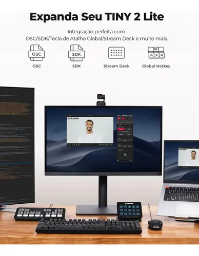 Obsbot Tiny 2 Lite 4k Pc Webcam 30fps Ptz Câmera Ai Tracking