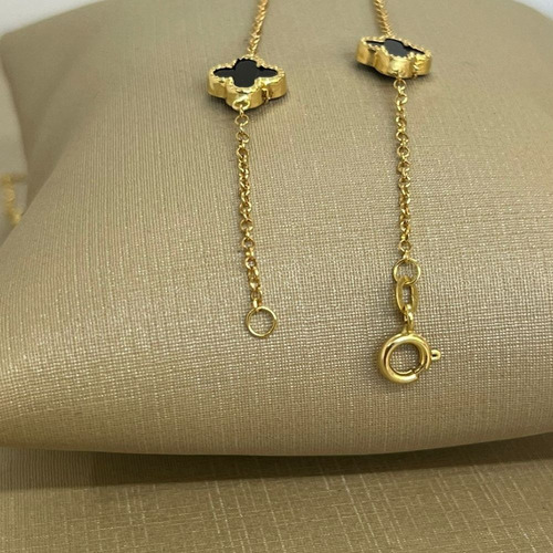Corrente Trevo Blogueira Ouro 18k 750 Onix