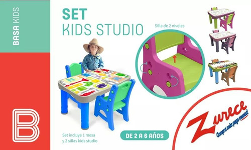 Set De Mesa + 2sillas Kids Niños Basa