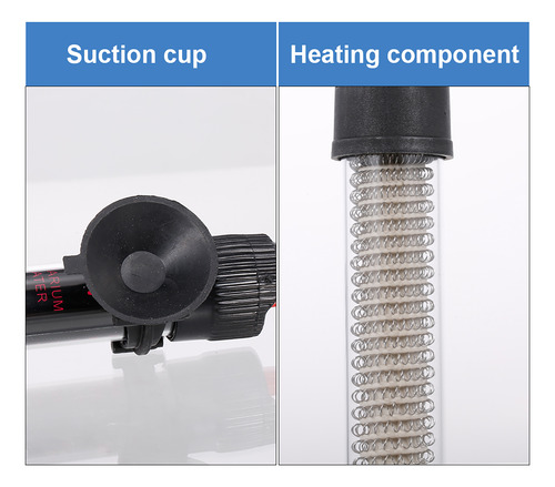 Aquecedor De Aquário Ajustável De 50w Com Termostato E Sucçã